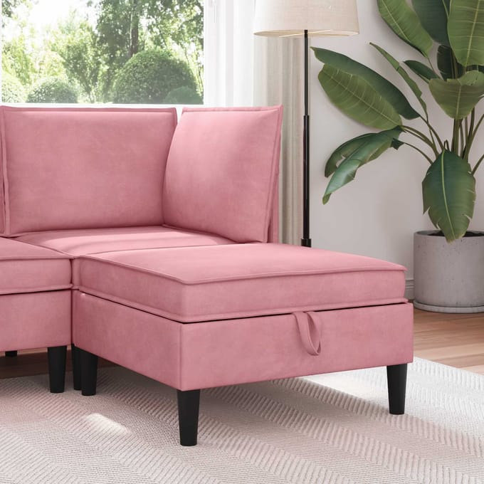 vidaXL - Sofa - Kruk - met - Opbergruimte - Roze - Fluweel