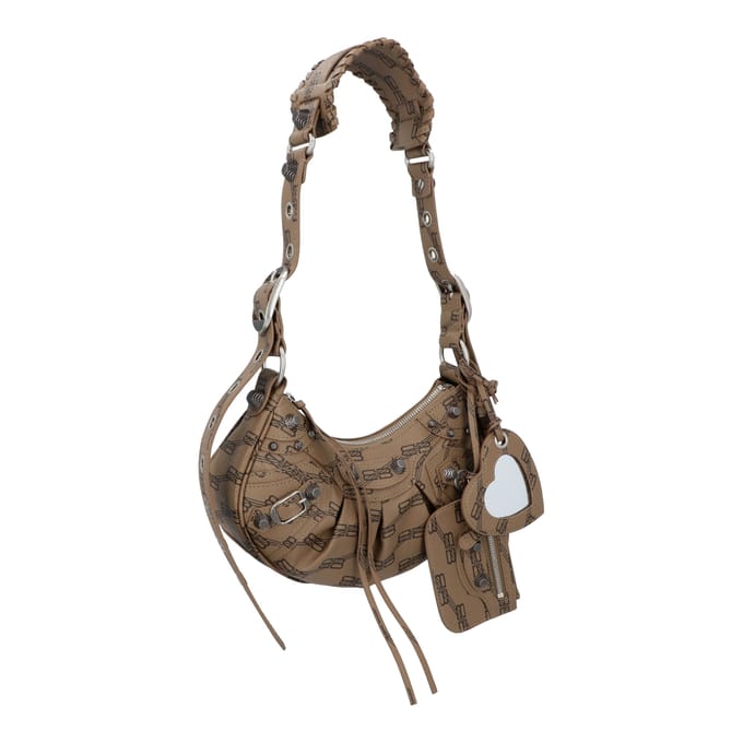 Balenciaga Dames Le Cagole XS in Bruin met gemonogrammeerd leer
