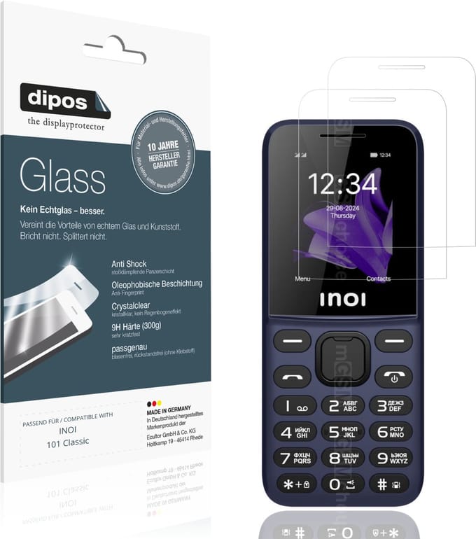 dipos – 2x Pantserfolie geschikt voor INOI 101 Classic | 9H Screenprotector