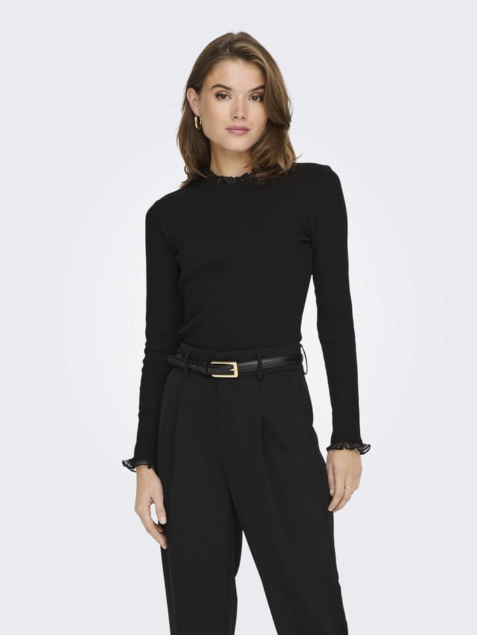 ONLY - ONLLESLIE L/S LACE MIX TOP JRS Dames Top