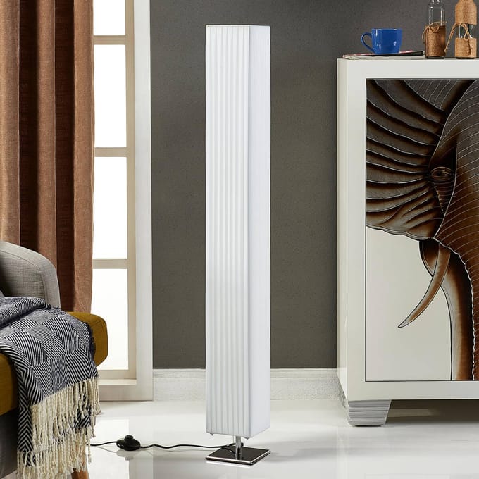 Lindby - vloerlamp - 2lichts - Stof, metaal - H: 120 cm - E27 - wit, chroom