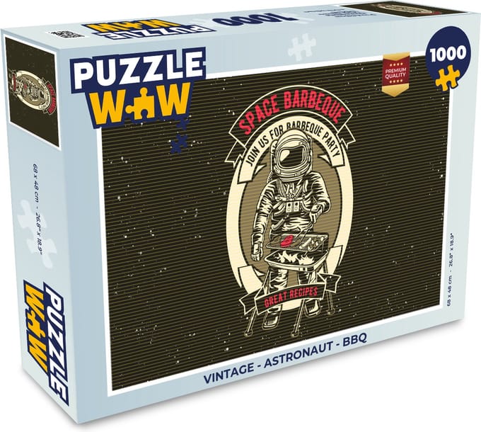 Puzzel Vintage - Astronaut - BBQ - Legpuzzel - Puzzel 1000 stukjes volwassenen