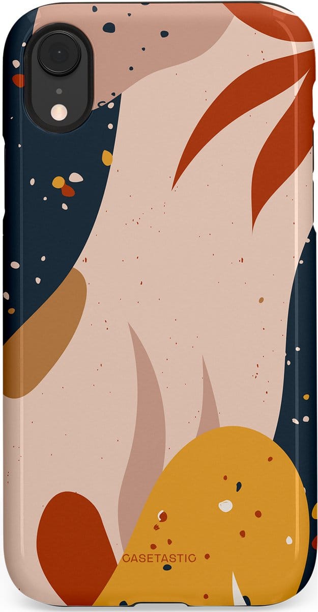 Casetastic hoesje geschikt voor Apple iPhone XR - Dubbellaagse bescherming - Terravorm - Fashion Case - Zand Donkergrijs Perzik Okergeel