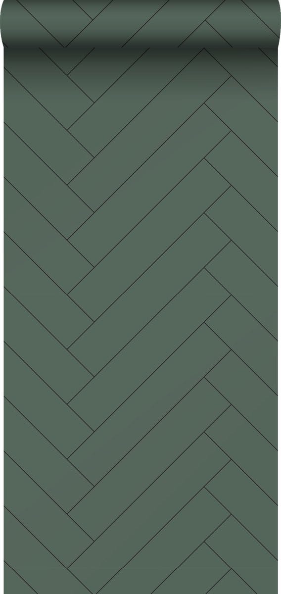 ESTAhome behang visgraat-motief donkergroen - 53 cm x 10.05 m - 139222