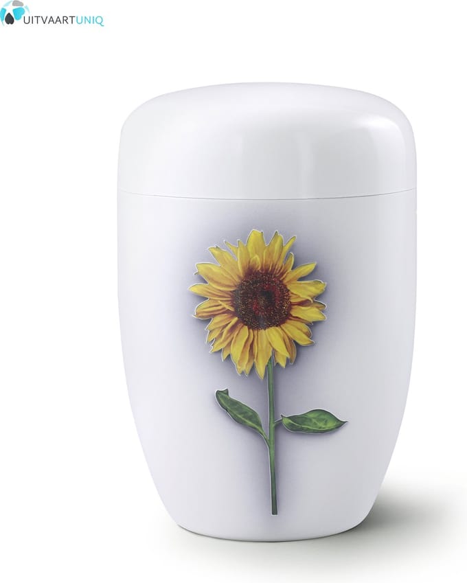 Urn Zonnebloem wit - staal