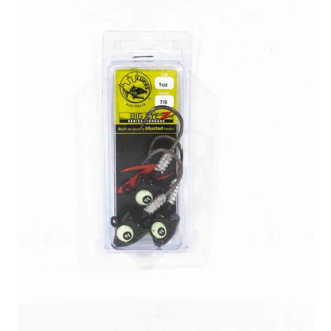 Tackle Tactics TT Big EyeZ Tête plombée 1 oz 7/0 Black Glow EyeZ (5253)