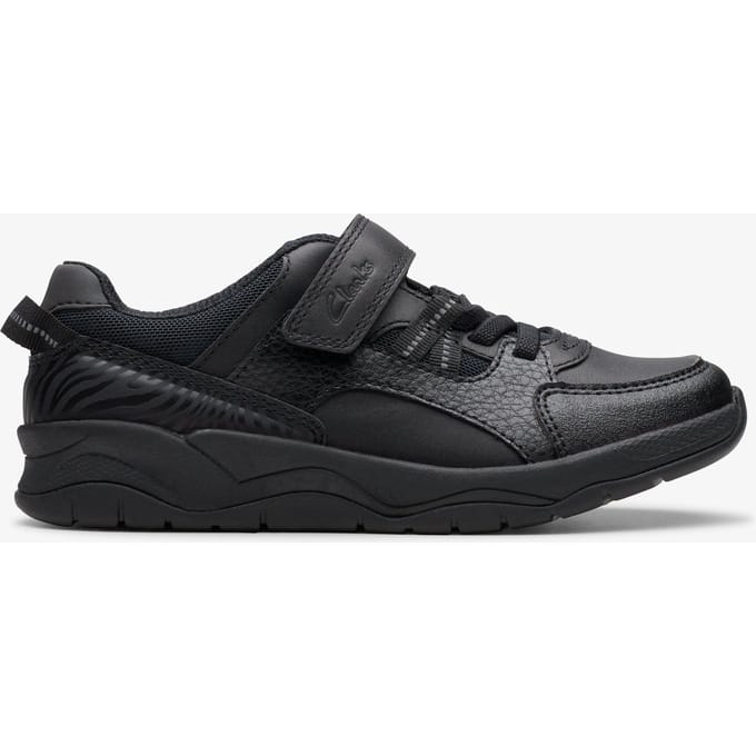 Clowder Stripe Kid Zwarte Leren Schoenen