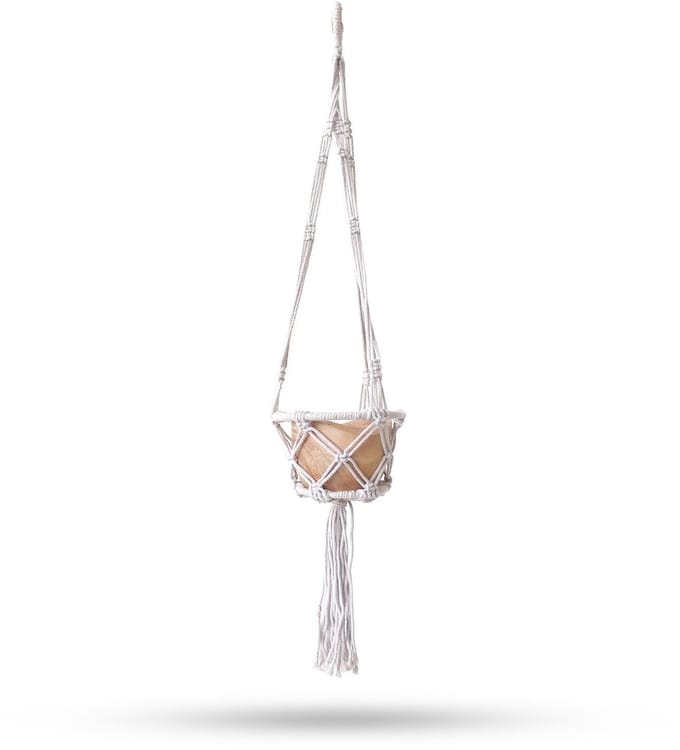 Macramé hoepel pannenlap klein - natuurlijk - 16 cm hoepel