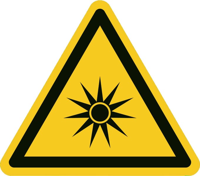 Optische straling sticker 200x200 mm - vinyl - ISO 7010 W027