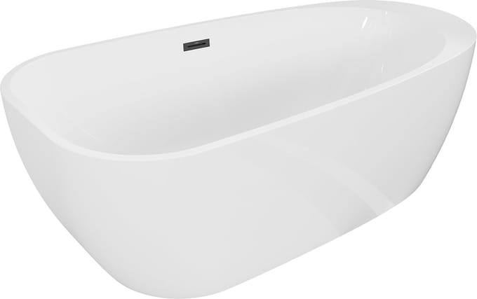 Mexen Giada vrijstaande badkuip 170 x 90 , wit glanzend, zwarte overloop - 52741709000-70