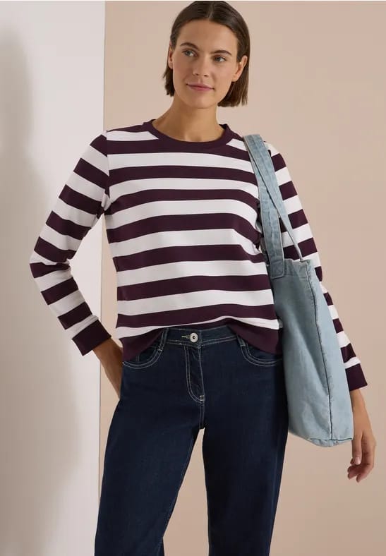 Sweatshirt met ronde hals en strepen