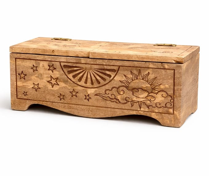 Sun & Moon Carved Sliding Box