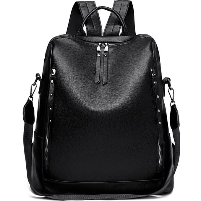 Zachte Leren Rugzak Grote Capaciteit Studenten Schooltas Computer Rugzak Mode Crossbody Rugzak gray