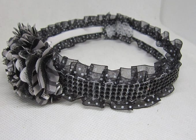 ZoeZo Design - haarband - diadeem - zwart - wit - met bloem