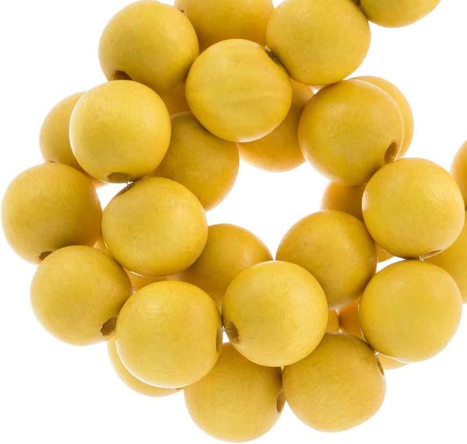Houten Kralen Intense Look (16 mm) Yellow (25 stuks)