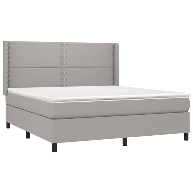 vidaXL - Boxspring - met - matras - stof - lichtgrijs - 180x200 - cm