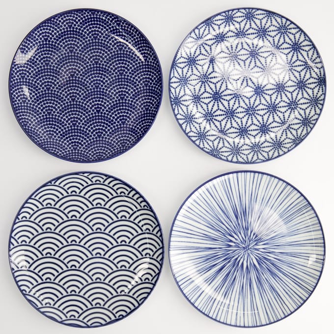 Tokyo Design Studio | Nippon Blue | Set van 4 Borden Ø 20,6 cm | Porselein