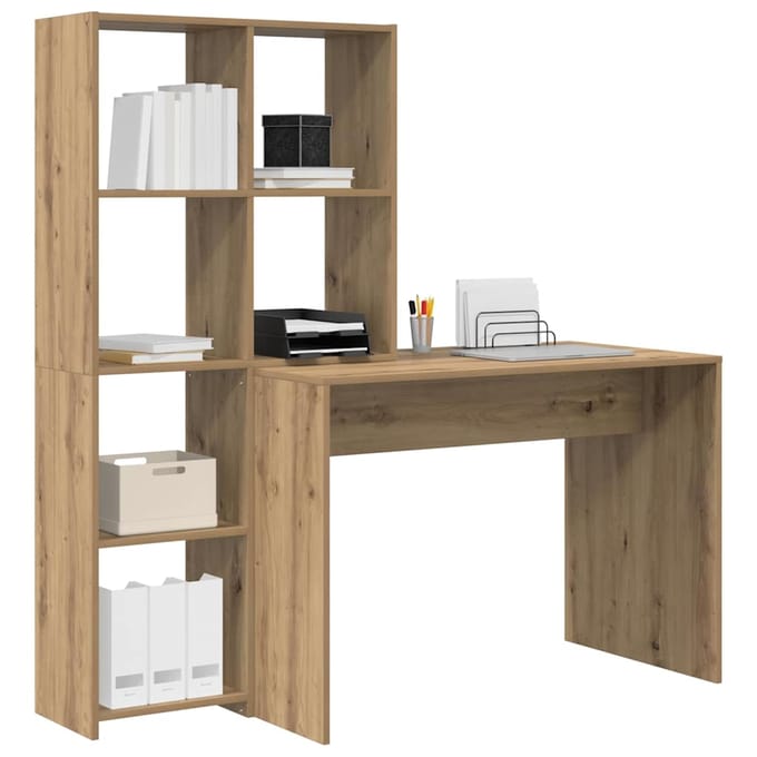 vidaXL - Bureau - Artisan - Eiken - 138,5 - x - 55 - x - 143 - cm - Bewerkt - hout