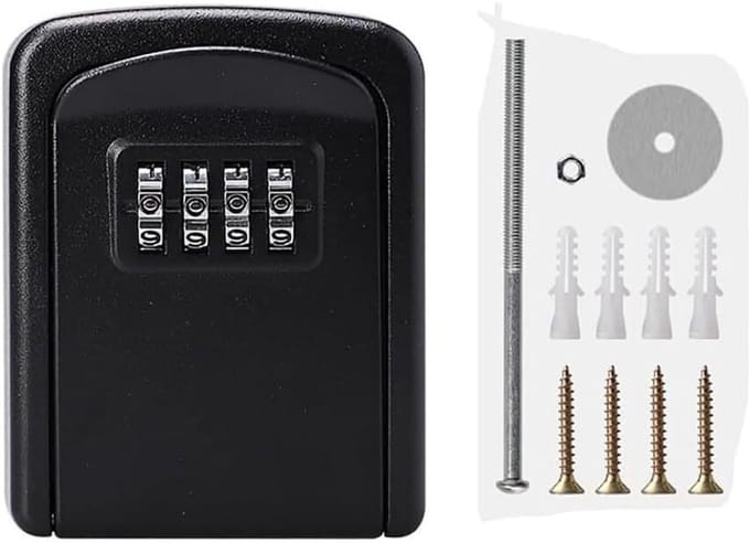 Sleutelkluis Wandmontage - Sleutelbox Codekluis - Veilige Sleutelopslag - 4-Cijferige Combinatie - 94x75x36mm - Zwart