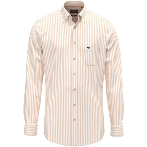 Fynch-Hatton Overhemd Allover Stripe Washed Oxford Button-Down Tangerine / male