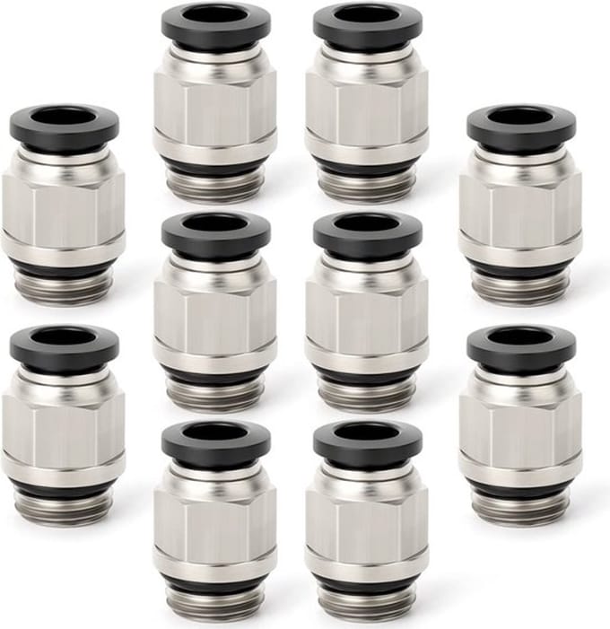 Allecto - 10 Pcs Mannelijke Push-In Connector - 8mm Buis Od - Hoge