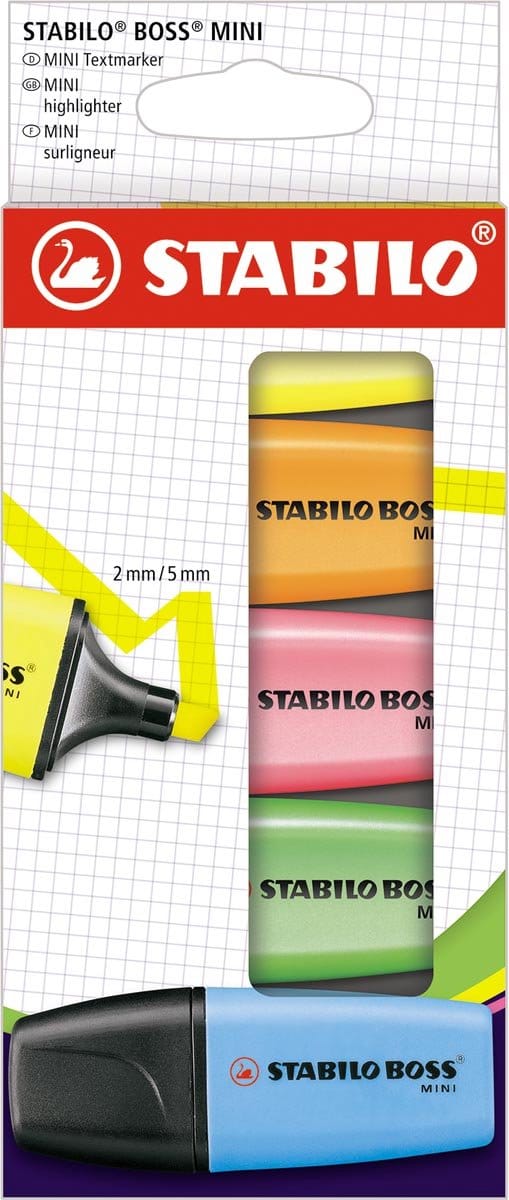 Markeerstift stabilo boss mini assorti | 10 stuks