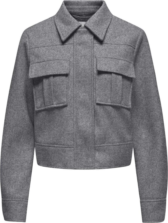 ONLY ONLNANCY LIFE SHORT CARGO JACKET CC OTW Dames Jas - Medium Grey Melange