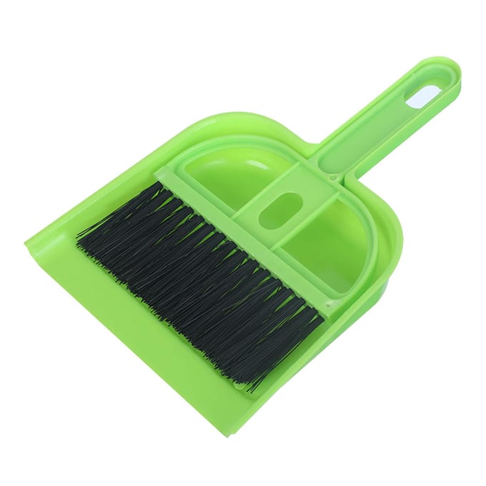 Ensemble de petits balais à main et pelles à poussière, multifonctions, portables, pour le nettoyage des claviers vert