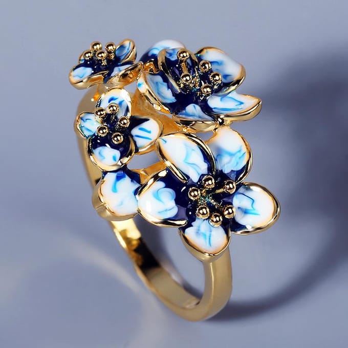 Bague Diamant Fleurs Créatives Émail Coloré Colle Vente Chaude pour Femmes No. 6 white