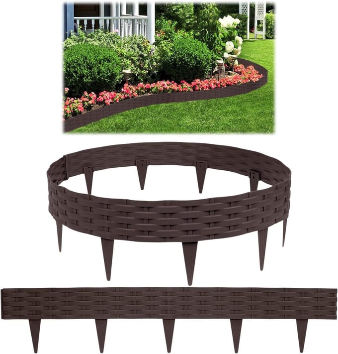 Tuinrand Rotan Look - Decoratieve Palissade - Tuin Afscheiden - Waterdicht PP Plastic - 10 Meter Set - Bruin