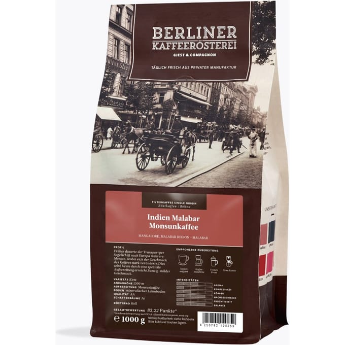 Berliner Kaffeerösterei India Malabar Monsoon koffie 1kg