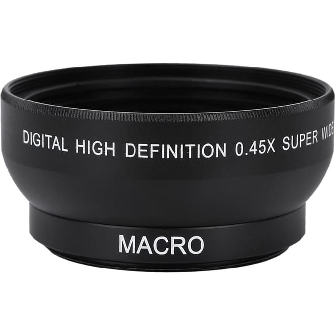 0.45X Vergroting High Definition Groothoeklens voor 49mm Mount Camera black