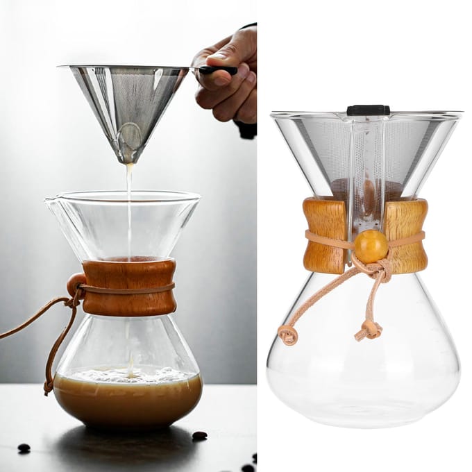 Koffiezetapparaat Hittebestendig Glas Koffie Druppelzetpot met Roestvrij Staal gray