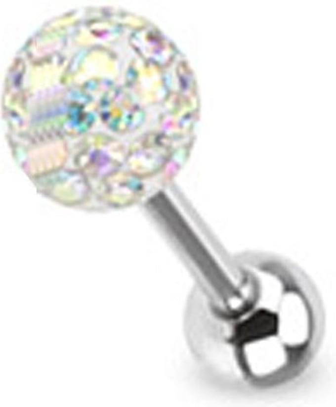 Piercing ferido multi crystal met Epoxy 1.6x16 - multi - LMPiercings