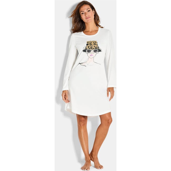 Nachthemd met animal-print - gebroken wit - Gr. 24/25 van Goldner Fashion