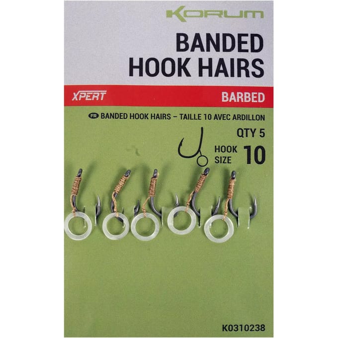Korum Banded Hook Hairs Barbless (5 pcs) - Maat : 8