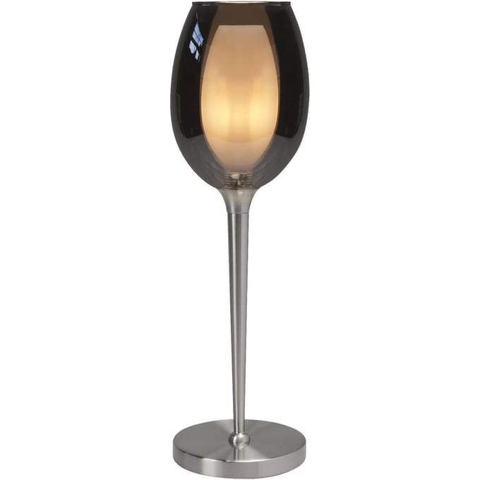 HighLight Belle tafellamp, rookgrijs/nikkel, hoogte 40 cm, glas