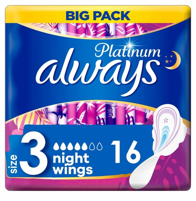 Always Platinum - Maandverband - Maat 3 - Night Wings - Big Pack - 16 Pads