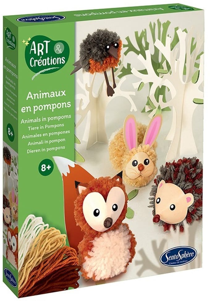 Sentosphère knutselset bosdieren pompons - creatieve dieren maken.