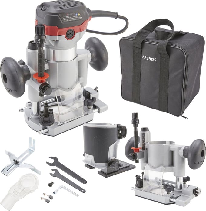 AREBOS Bovenfrees - 710W - met Trimmer en Dompelbasis - 10000-30000 tpm