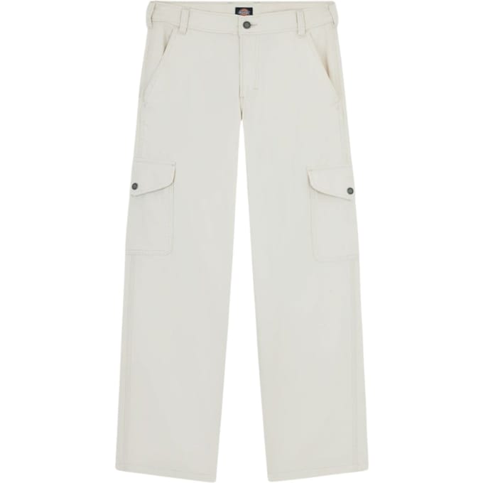Vrouwenbroek Dickies cargo eenden canvas - wit