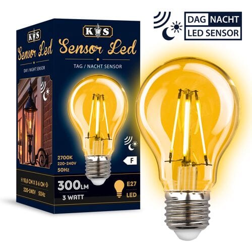 KS Verlichting - Led lamp - E27 - lichtbron - lichtsensor - schemerschakelaar - sensor - 2700K