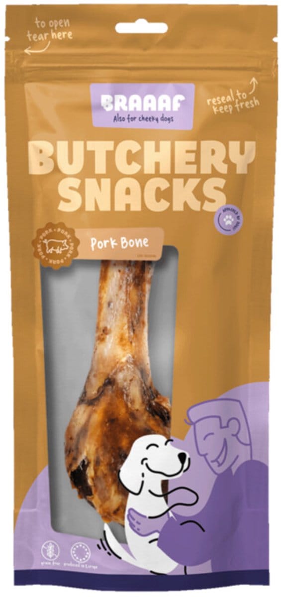 Braaaf Hondensnack Butchery Pork Bone - 10 x - Voordeelverpakking
