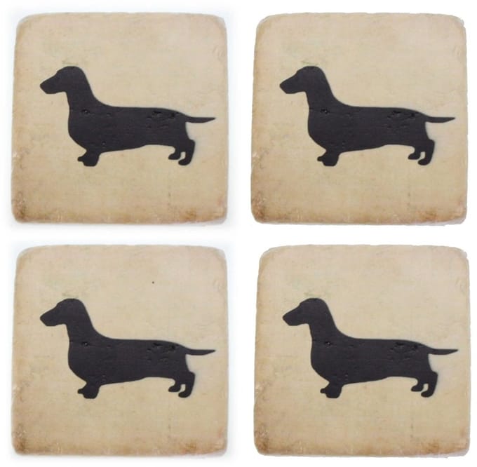 Onderzetters Honden – Zwart/Wit – Set van 4 – 10×10 cm – Praktisch & Stijlvol