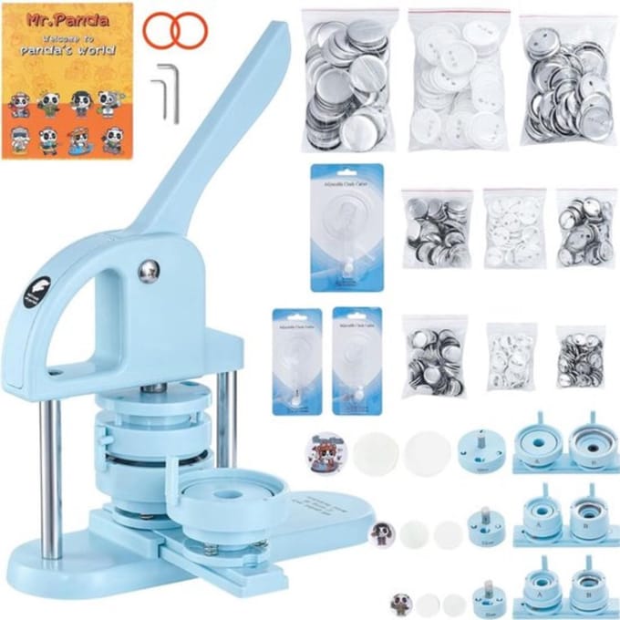 Thuys - Button Maker Blauw - Buttonmachine voor Kinderen en Beginners - Inclusief Creatieboek - voor Buttons en Badges
