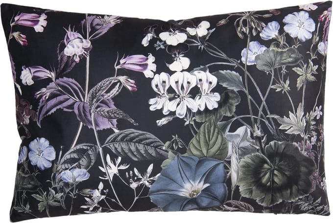 Clayre & Eef Sierkussen 60x40 cm Zwart Synthetisch Bloemen