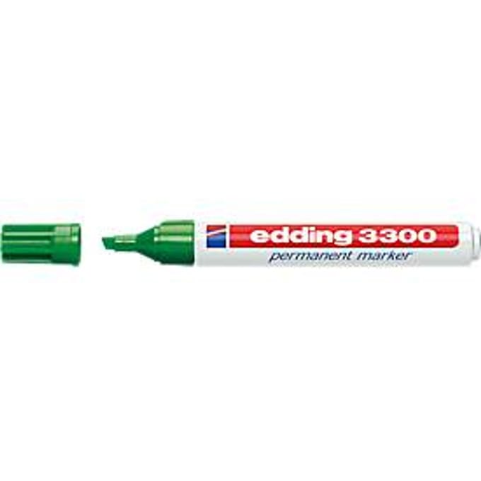 edding 3300 Permanente Marker, Beitelvormige Punt, 1 - 5 mm, Groen (doos 10 stuks)