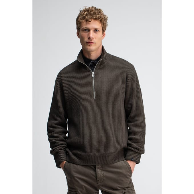 Butcher of Blue Galway Half Zip Mocha Brown Größe: M | Pullover Outlet | Herren | Braun