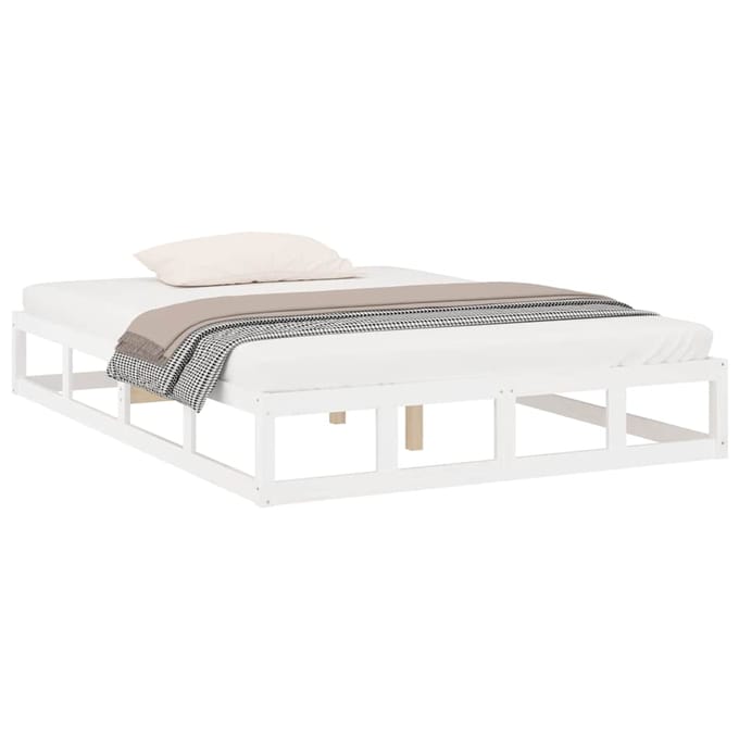 vidaXL - Bedframe - massief - hout - wit - 120x200 - cm