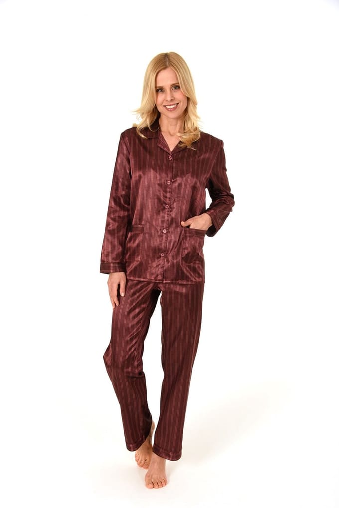Dames pyjama satijn Normann rood